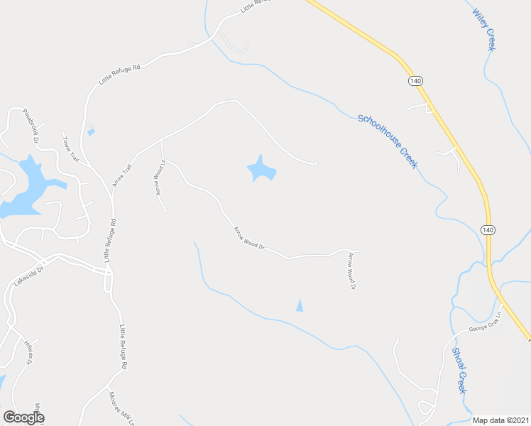 map of restaurants, bars, coffee shops, grocery stores, and more near 245 Arrow Wood Drive in Waleska