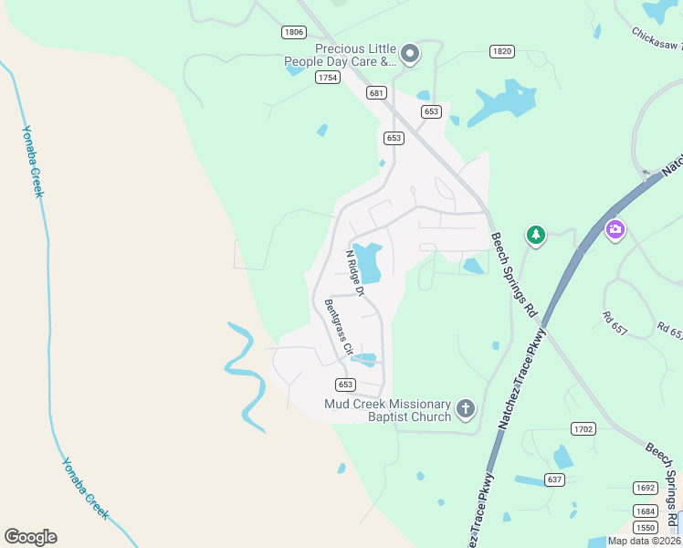 map of restaurants, bars, coffee shops, grocery stores, and more near 106 Turtle Point Cove in Saltillo