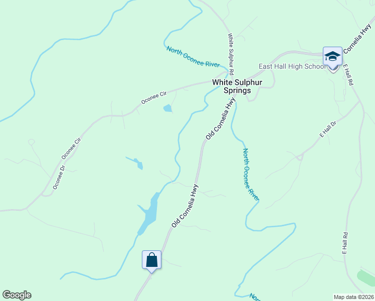 map of restaurants, bars, coffee shops, grocery stores, and more near 3187 Old Cornelia Highway in Gainesville
