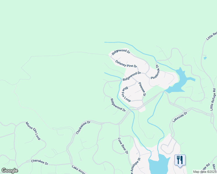 map of restaurants, bars, coffee shops, grocery stores, and more near 106 Cougar Court in Waleska