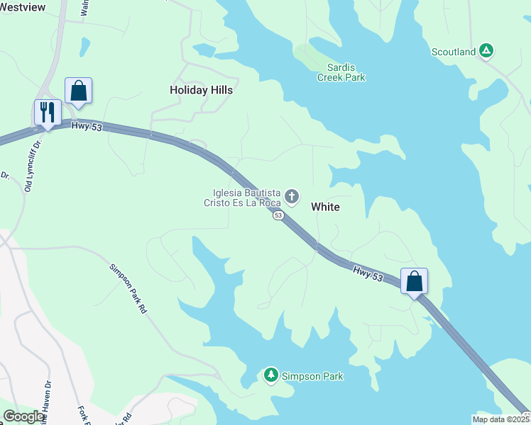 map of restaurants, bars, coffee shops, grocery stores, and more near 2343 Dawsonville Highway in Gainesville