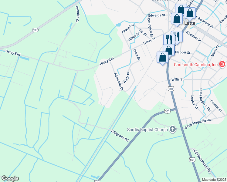 map of restaurants, bars, coffee shops, grocery stores, and more near 703 Kenrick Circle in Latta