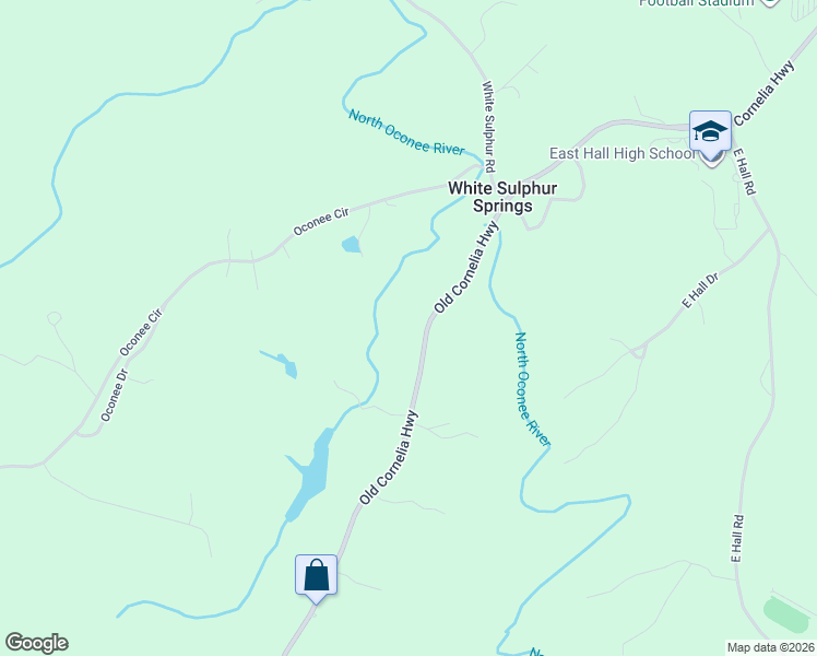 map of restaurants, bars, coffee shops, grocery stores, and more near 3187 Old Cornelia Highway in Gainesville