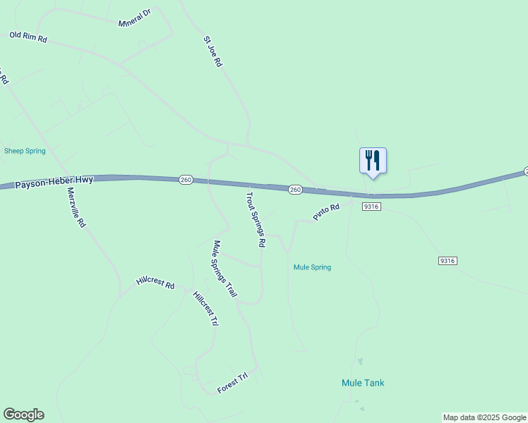map of restaurants, bars, coffee shops, grocery stores, and more near 711 Trout Springs Road in Coconino County