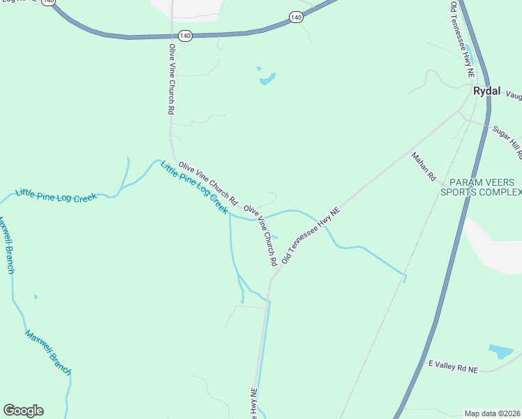 map of restaurants, bars, coffee shops, grocery stores, and more near 40 Olive Vine Church Road in Rydal