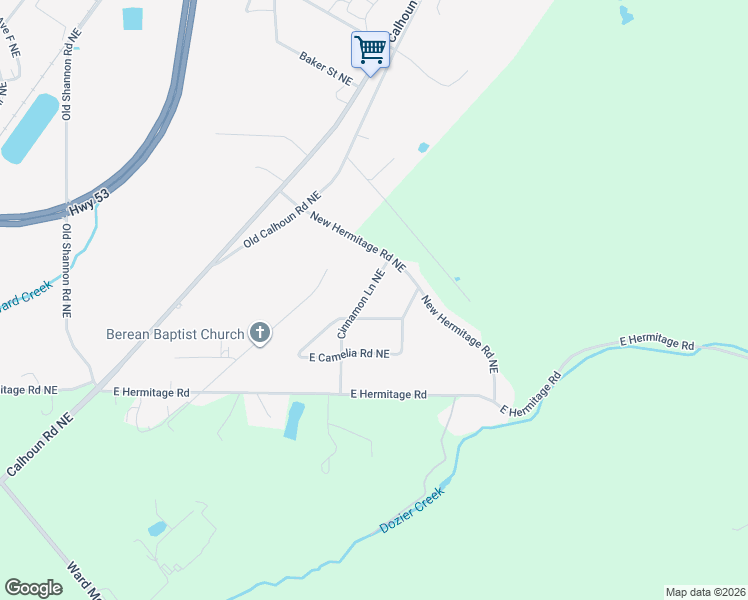 map of restaurants, bars, coffee shops, grocery stores, and more near 14 Cinnamon Lane Northeast in Rome