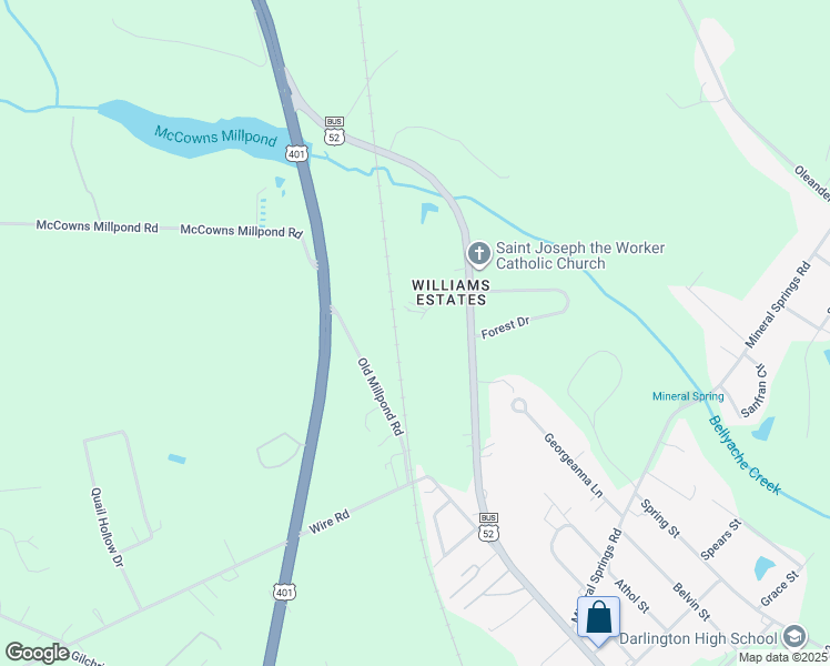 map of restaurants, bars, coffee shops, grocery stores, and more near 111 Beth Dr in Darlington