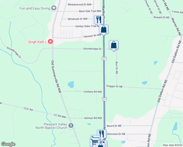 map of restaurants, bars, coffee shops, grocery stores, and more near 63 Lynn Drive Northwest in Rome
