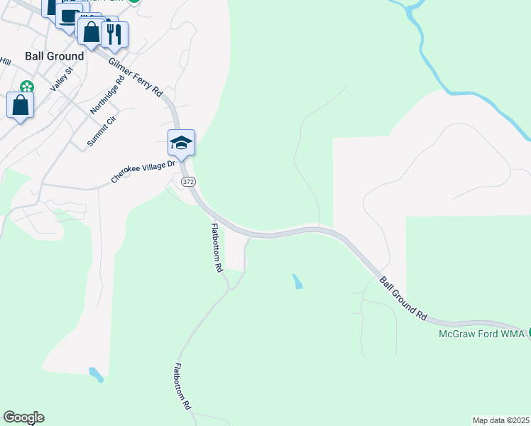 map of restaurants, bars, coffee shops, grocery stores, and more near 514 Ball Ground Road in Ball Ground