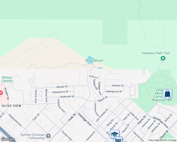 map of restaurants, bars, coffee shops, grocery stores, and more near 13406 Polk Street in Los Angeles