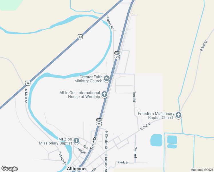 map of restaurants, bars, coffee shops, grocery stores, and more near 1000 U.S. 79 Business in Altheimer