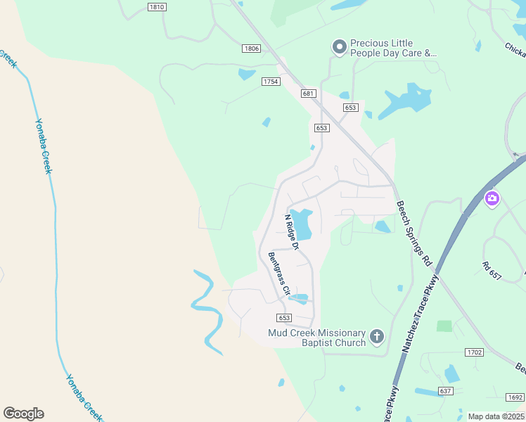 map of restaurants, bars, coffee shops, grocery stores, and more near County Road 653 in Saltillo