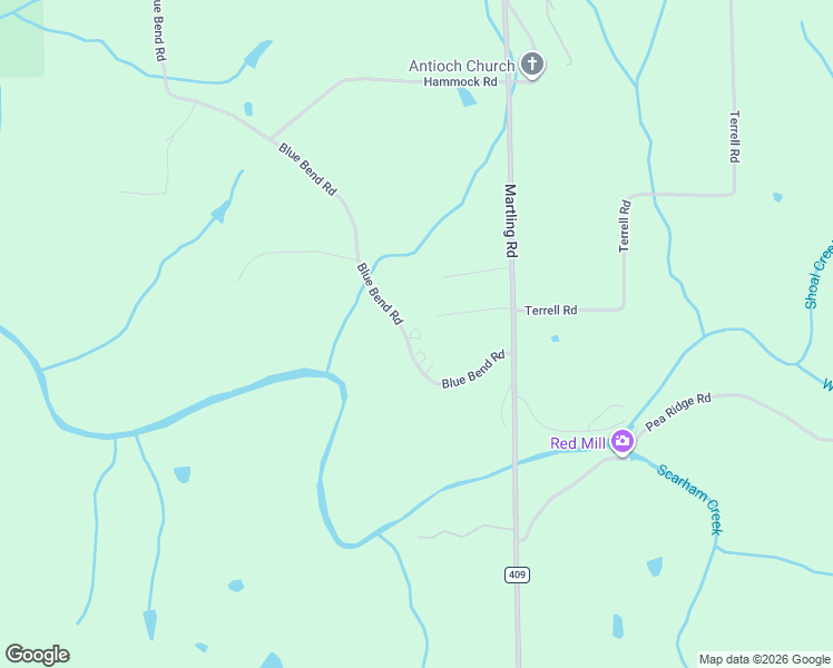 map of restaurants, bars, coffee shops, grocery stores, and more near 308 Blue Bend Road in Albertville