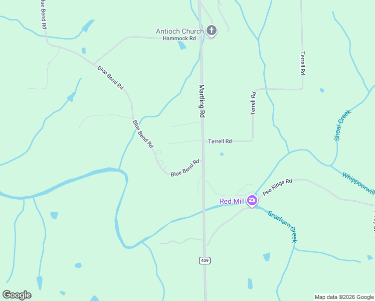 map of restaurants, bars, coffee shops, grocery stores, and more near 4167 Martling Road in Albertville