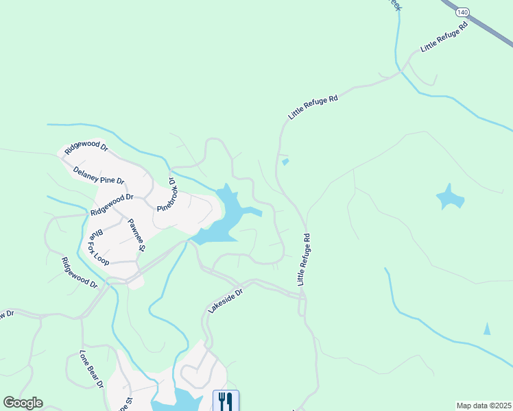 map of restaurants, bars, coffee shops, grocery stores, and more near 217 Pinebrook Drive in Waleska