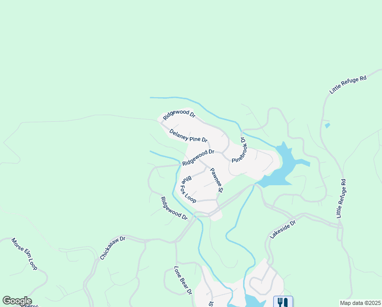map of restaurants, bars, coffee shops, grocery stores, and more near 106 Fort Gibson Ct in Waleska