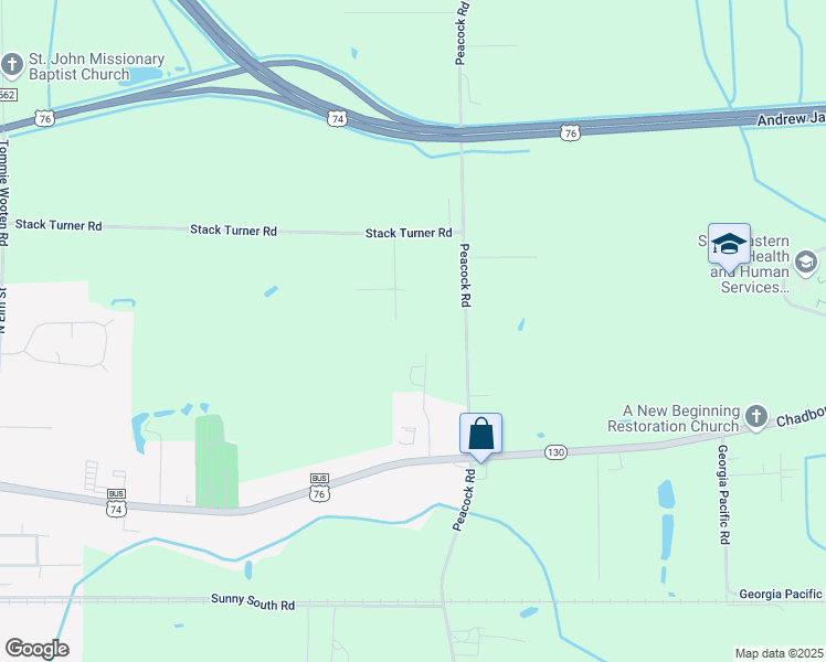 map of restaurants, bars, coffee shops, grocery stores, and more near 193 Sunny View Lane in Chadbourn