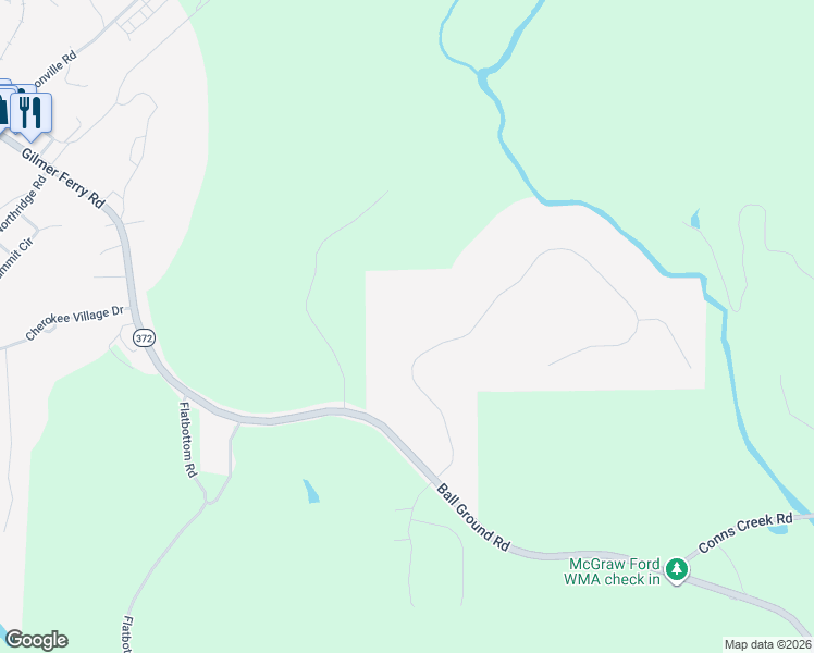 map of restaurants, bars, coffee shops, grocery stores, and more near 117 Preserve Parkway in Ball Ground