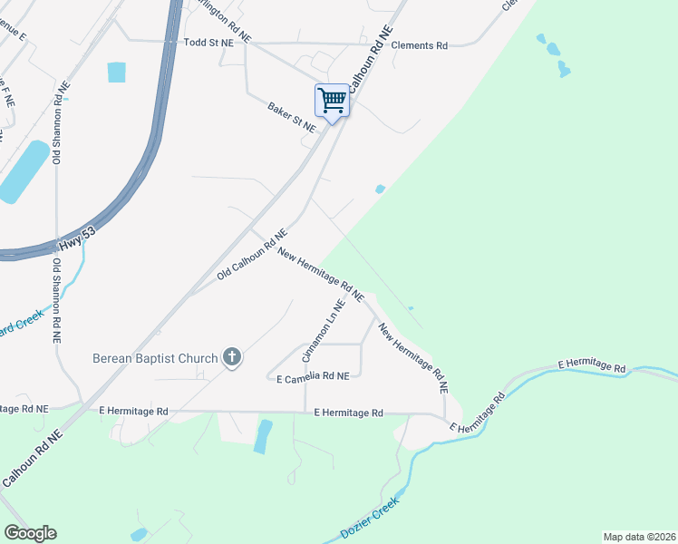 map of restaurants, bars, coffee shops, grocery stores, and more near 123 New Hermitage Road Northeast in Rome