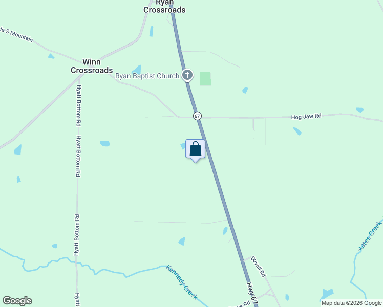 map of restaurants, bars, coffee shops, grocery stores, and more near 11343 Alabama 67 in Joppa