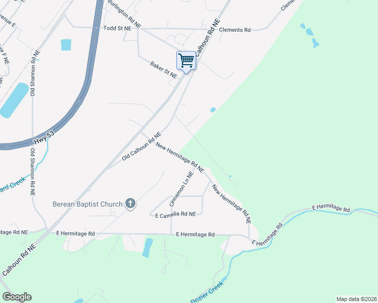 map of restaurants, bars, coffee shops, grocery stores, and more near 123 New Hermitage Road Northeast in Rome