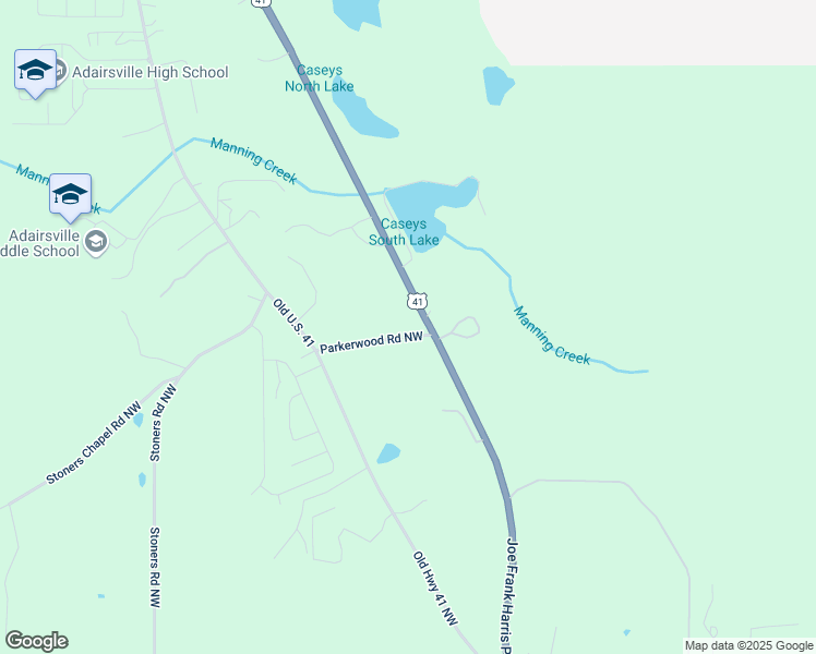 map of restaurants, bars, coffee shops, grocery stores, and more near 4785 Joe Frank Harris Parkway Northwest in Adairsville