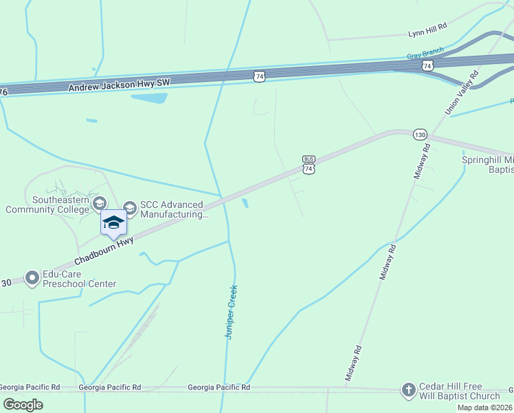 map of restaurants, bars, coffee shops, grocery stores, and more near 4041 Chadbourn Highway in Whiteville