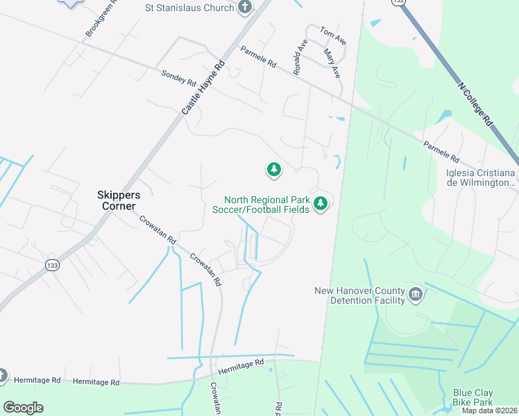 map of restaurants, bars, coffee shops, grocery stores, and more near 417 Madeline Trask Dr in Castle Hayne