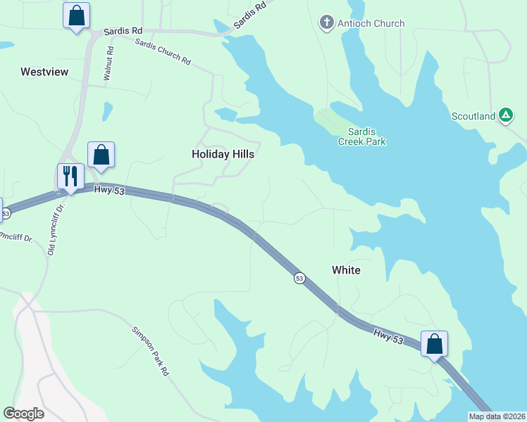 map of restaurants, bars, coffee shops, grocery stores, and more near 2421 Old Fork Road in Gainesville