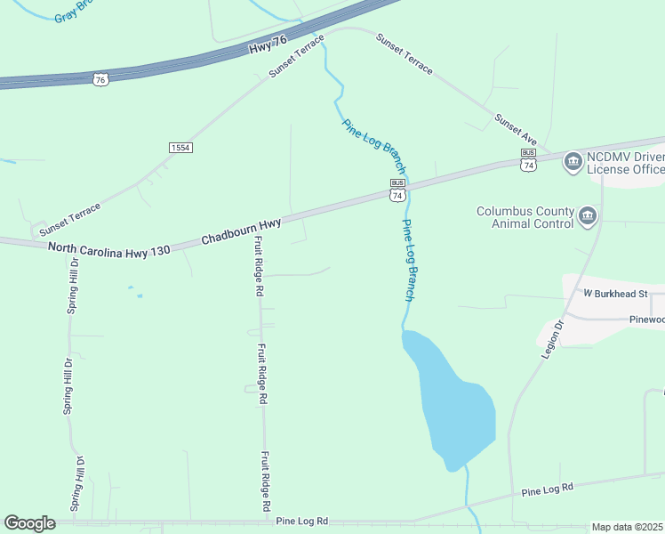 map of restaurants, bars, coffee shops, grocery stores, and more near 180 Tres Lane in Whiteville