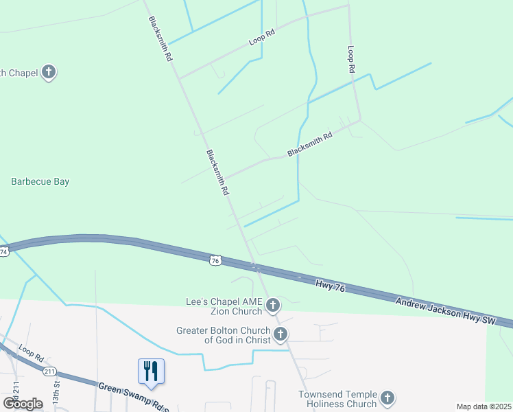 map of restaurants, bars, coffee shops, grocery stores, and more near 1488 Blacksmith Road in Bolton
