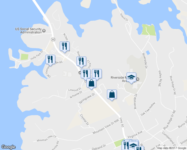 map of restaurants, bars, coffee shops, grocery stores, and more near 2303 Marbleridge Drive in Gainesville