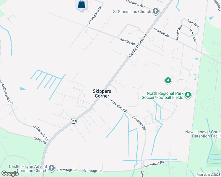 map of restaurants, bars, coffee shops, grocery stores, and more near 4522 Castle Hayne Road in Castle Hayne