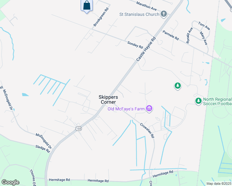 map of restaurants, bars, coffee shops, grocery stores, and more near 4516 Castle Hayne Road in Castle Hayne