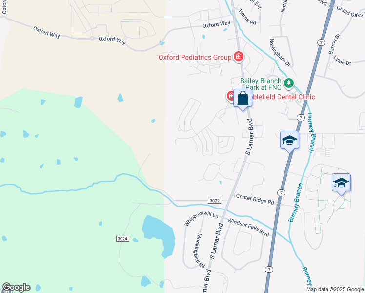 map of restaurants, bars, coffee shops, grocery stores, and more near 100 Azalea Drive in Oxford