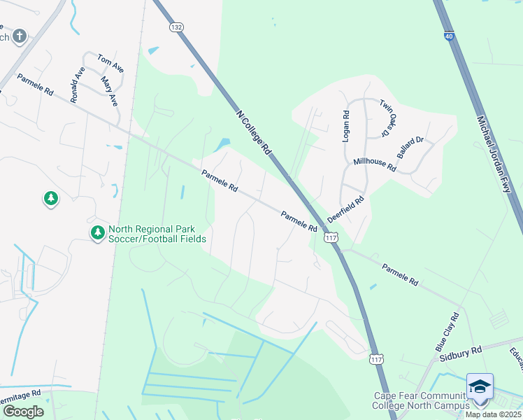 map of restaurants, bars, coffee shops, grocery stores, and more near 4500 Creekstone Lane in Castle Hayne