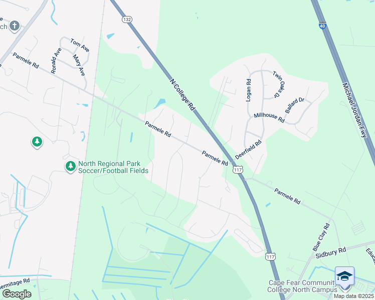 map of restaurants, bars, coffee shops, grocery stores, and more near 4500 Creekstone Lane in Castle Hayne