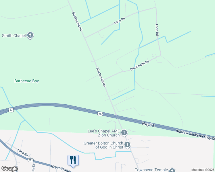 map of restaurants, bars, coffee shops, grocery stores, and more near 1488 Blacksmith Road in Bolton