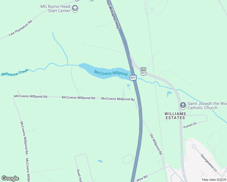 map of restaurants, bars, coffee shops, grocery stores, and more near 308 McCowns Millpond Road in Darlington