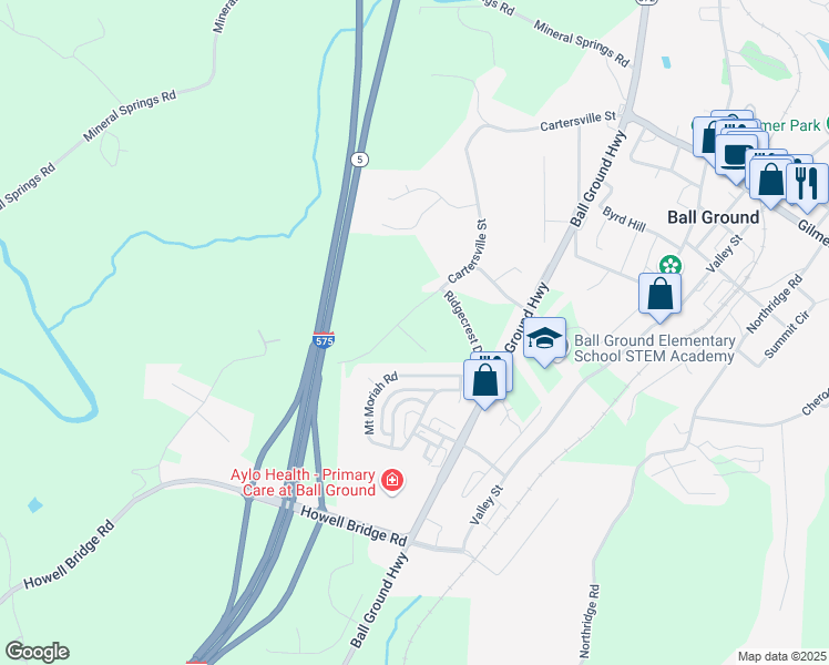 map of restaurants, bars, coffee shops, grocery stores, and more near 113 Lynwood Lane in Ball Ground