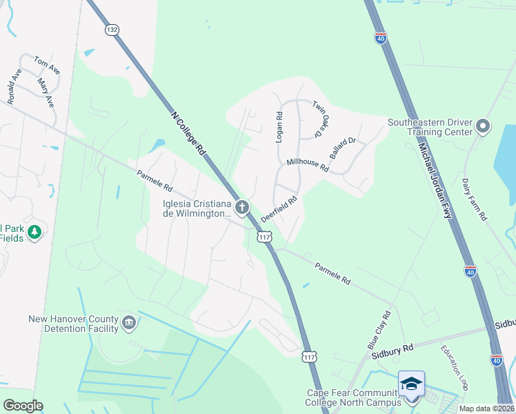 map of restaurants, bars, coffee shops, grocery stores, and more near 4418 North College Road in Castle Hayne