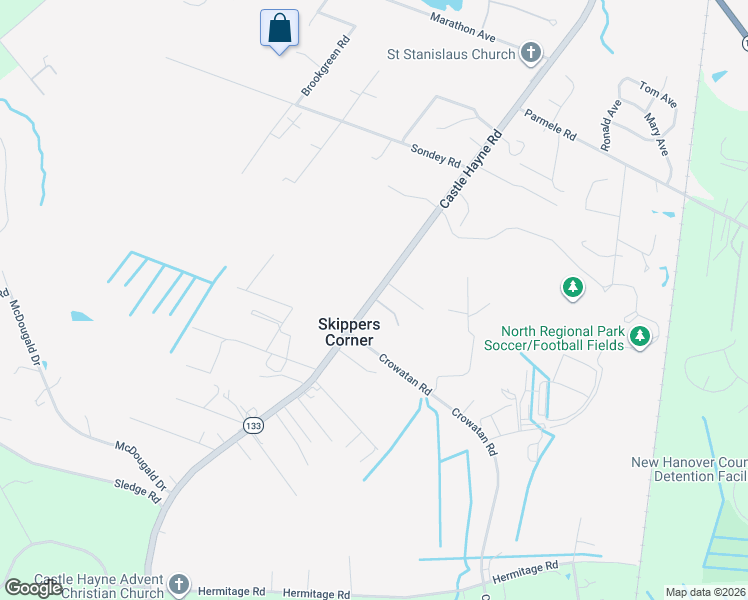 map of restaurants, bars, coffee shops, grocery stores, and more near 4522 Castle Hayne Road in Castle Hayne