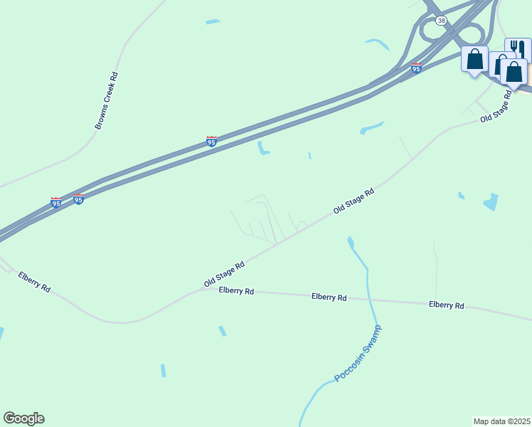 map of restaurants, bars, coffee shops, grocery stores, and more near 275 Old Stage Road in Latta
