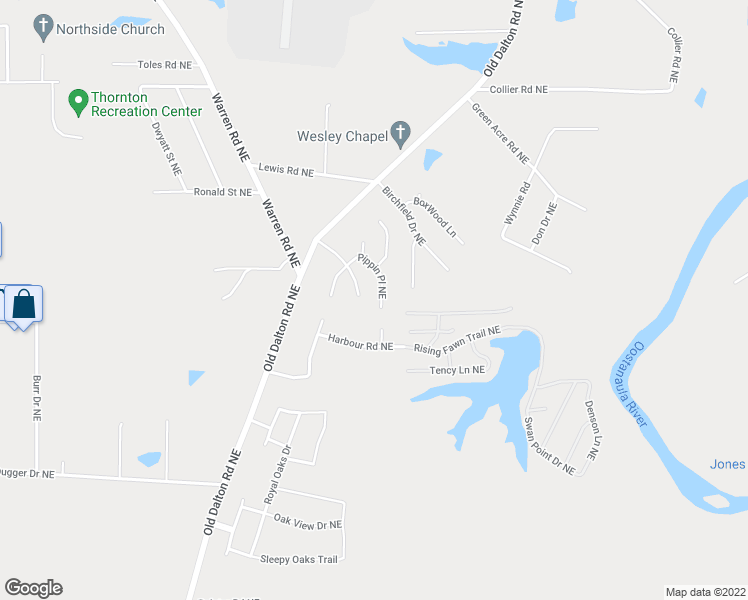 map of restaurants, bars, coffee shops, grocery stores, and more near 40 Pippin Place Northeast in Rome