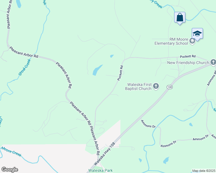 map of restaurants, bars, coffee shops, grocery stores, and more near 530 Puckett Road in Waleska