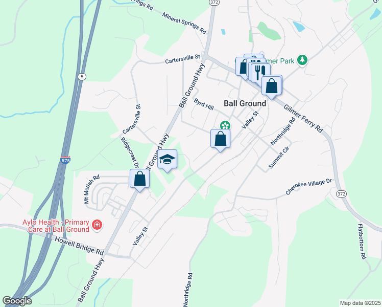 map of restaurants, bars, coffee shops, grocery stores, and more near 211 Old Canton Road in Ball Ground