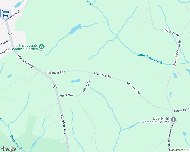 map of restaurants, bars, coffee shops, grocery stores, and more near 528 Liberty Hill Road in Hartwell