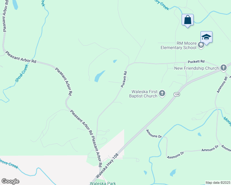 map of restaurants, bars, coffee shops, grocery stores, and more near 530 Puckett Road in Waleska