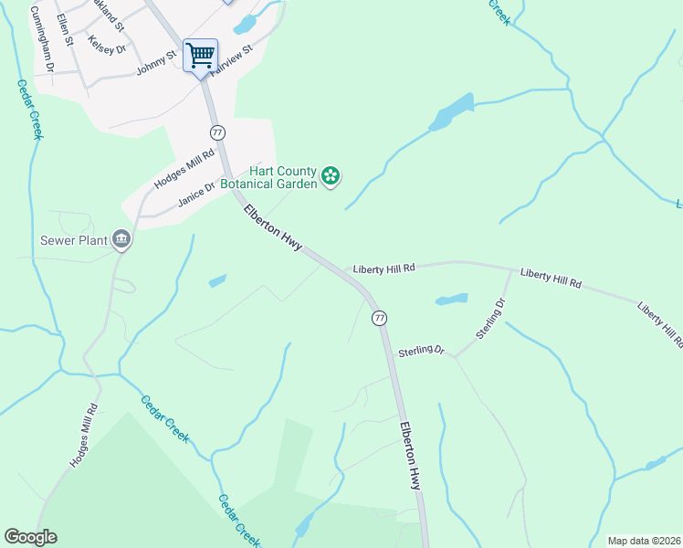 map of restaurants, bars, coffee shops, grocery stores, and more near 801 Liberty Hill Road in Hartwell