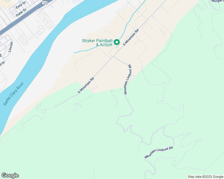 map of restaurants, bars, coffee shops, grocery stores, and more near 17000 South Mountain Road in Santa Paula